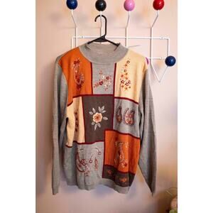 Vintage Alfred Dunner Fall Sweater – Patchwork Floral Paisley Knit